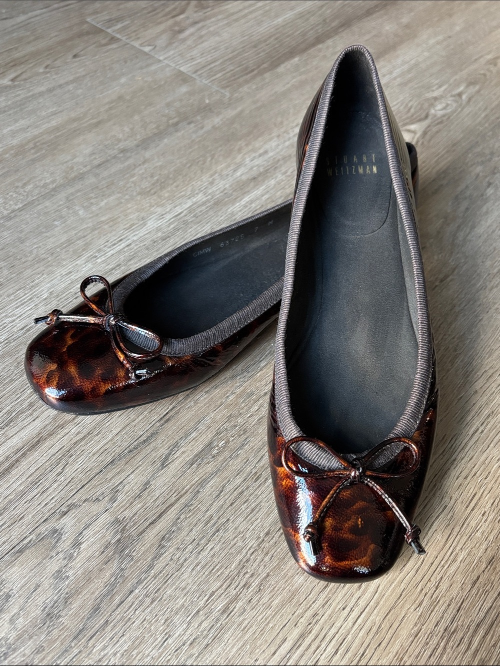 Stuart Weitzman Tortoiseshell Patent Leather Ballet Flats